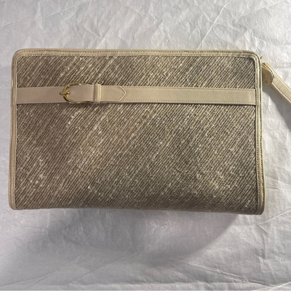 Chic Tan and Cream Wristlet Clutch